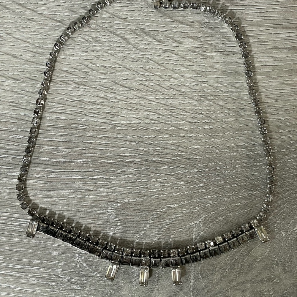 Vintage Rhinestone Silver Necklace